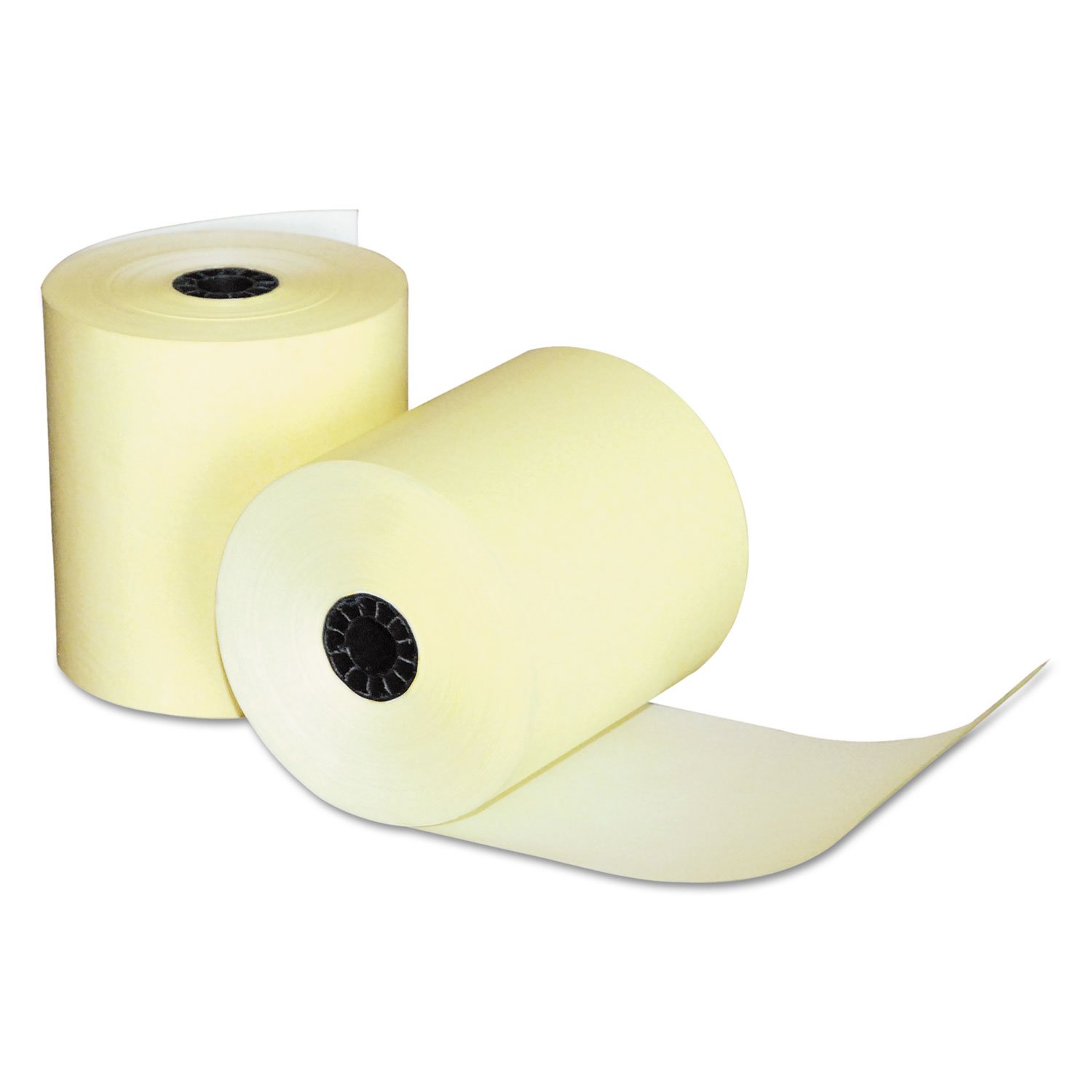 Quality Park Single-Ply Black Image Thermal Paper Calculator and POS/Cash Register Rolls, 3.125 Inches x 230 Feet, Canary Yellow, Box of 50 (15617)