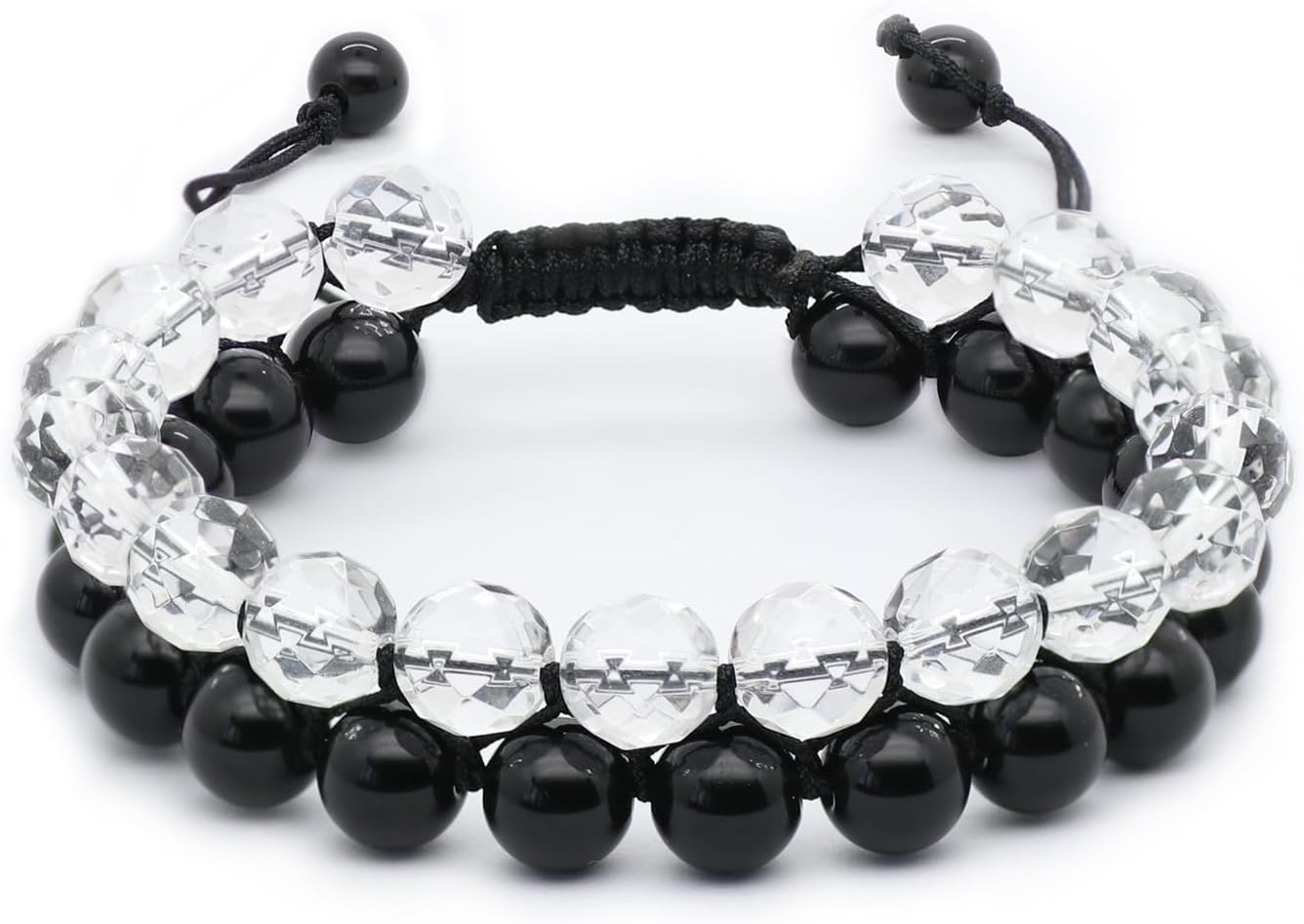 Protection Crystal Stone Bracelet, GALKCRST Black Obsidian Beads Bracelet for Men Women Healing Crystals Obsidian and Clear Quartz Stone Beads Bracelet for Grounding and Purify, Gift for Him Her