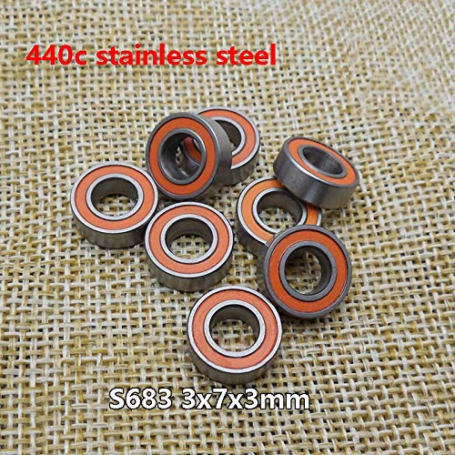 JEEFUSE 8pcs Super Hybrid Ceramic Ball Bearing 440 Stainless Steel S683 2RS 3x7x3mm Fishing Gear Bearing Reel Bearing