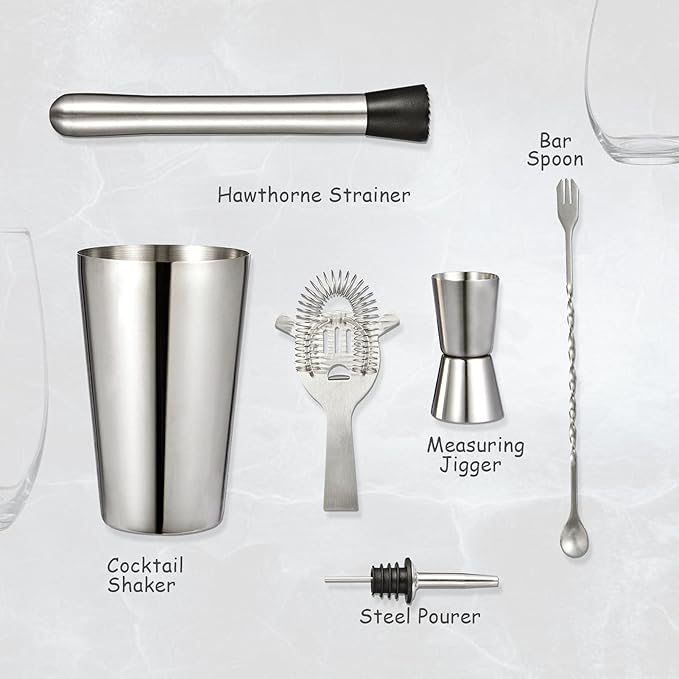 Kit de Bartender Coctelera 11 Piezas con Soporte de Madera miniatura 8