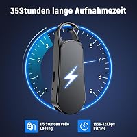 Howabo 64GB Mini Diktafon Kulcstartó Dizájn - 35 Óra Felvételi Idő, Fém Ház, Hi-Fi Hang, Interjú Meetinghez 3