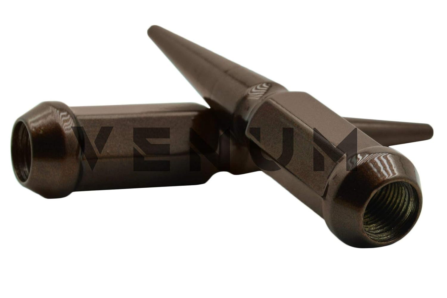 32 Gloss Sterling Copper Spike Steel Lug Nuts Powder Coated Custom Color 4.5 Inches Tall M14x1.5 Thread Pitch Works with Ford 03-2016 F-250 F-350