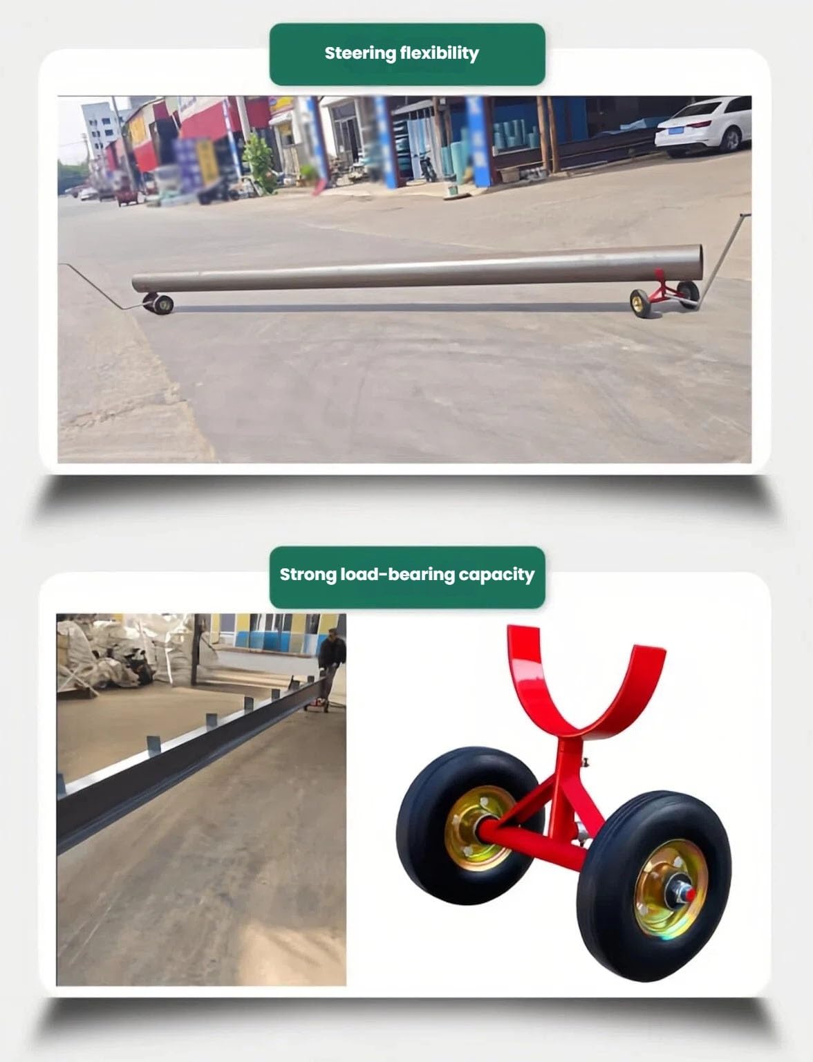 2 confezioni di attrezzature for lo spostamento di tubi, carrello mobile industriale for tubi, carrello trasportatore for tubi, camion con culla mobile in acciaio for uso industriale