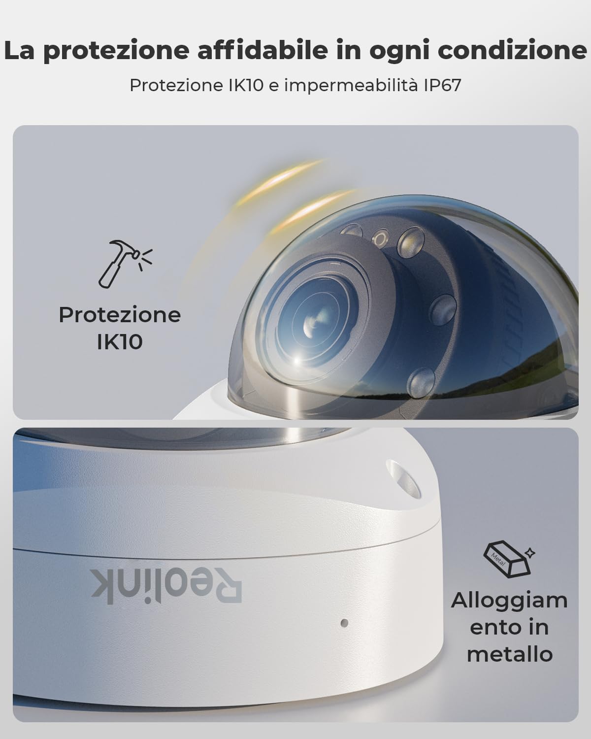 Reolink 4K PoE Telecamera Esterno, 5X Zoom Ottico, IK10 Antivandalo, Audio Bidirezionale, Faretti per Visione Notturna a Colori, Rilevamento di Persona/Veicolo/Animale, Time-Lapse, RLC-843A