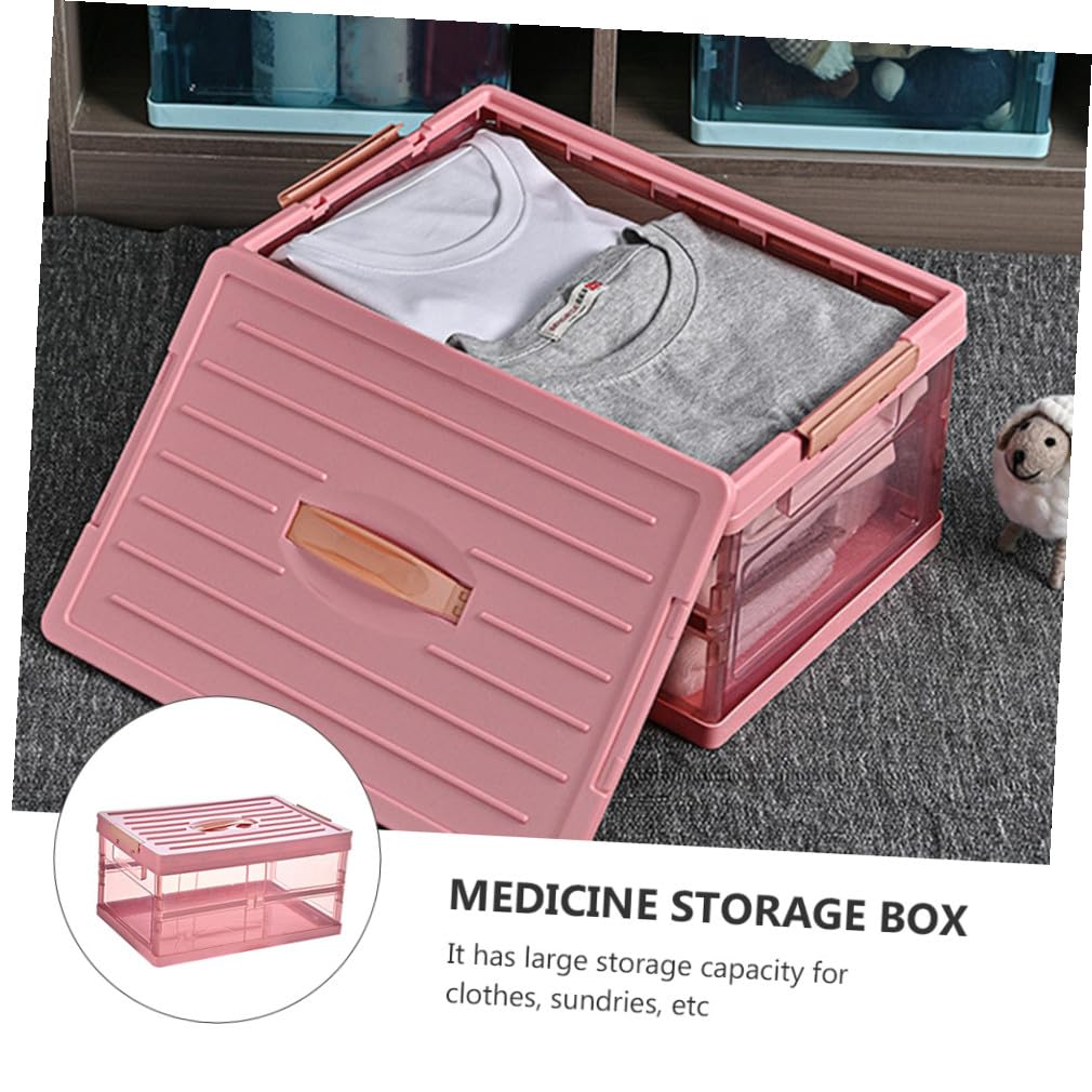 KOMBIUDA Caja de Almacenamiento de Plástico Naranja con Tapa, Plegable