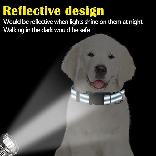 Miniatura 5 de 6 piezas de collar reflectante para perro, suave, acolchado, transpirable, ajustable, de nailon para mascotas, con hebilla de bloqueo de seguridad