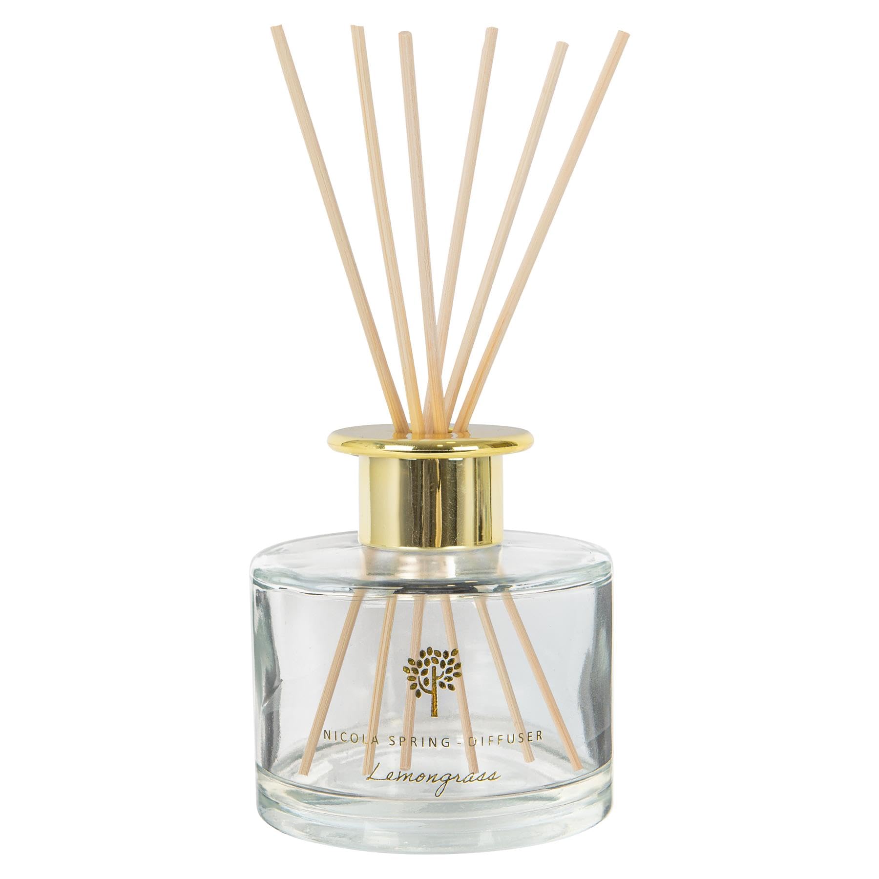 Nicola Spring Lemongrass Scented Reed Diffuser - 200Ml - Aromatherapy 6 Sticks Air Freshener Home Fragrance Diffuser Fragrant Gift Set For Kitchen, Bathroom, Home