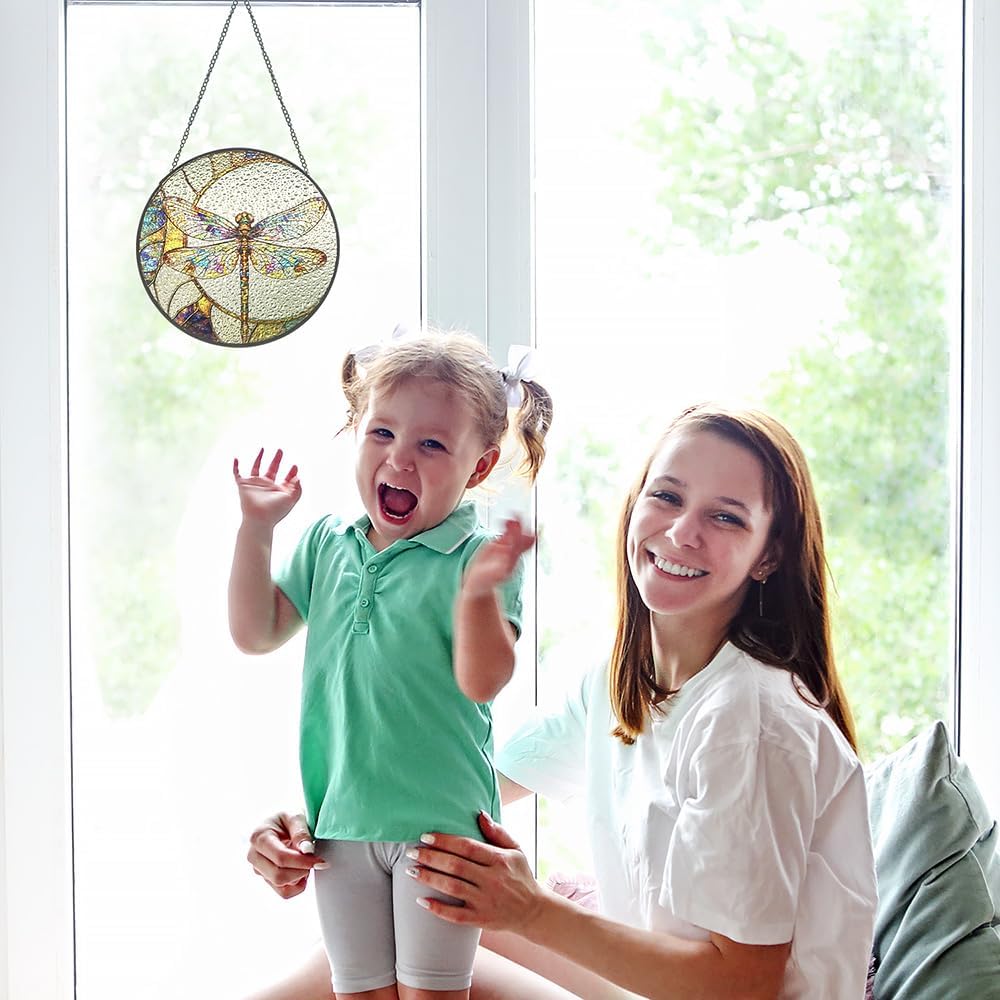 Dragonfly Suncatcher Stained Glass Window Hanging Decor - Vibrant Nature-Inspired Sun Catchers for Indoor Windows, Garden or Living Room, Unique Gift for Women, Housewarming & New Home Decoration - Image 5