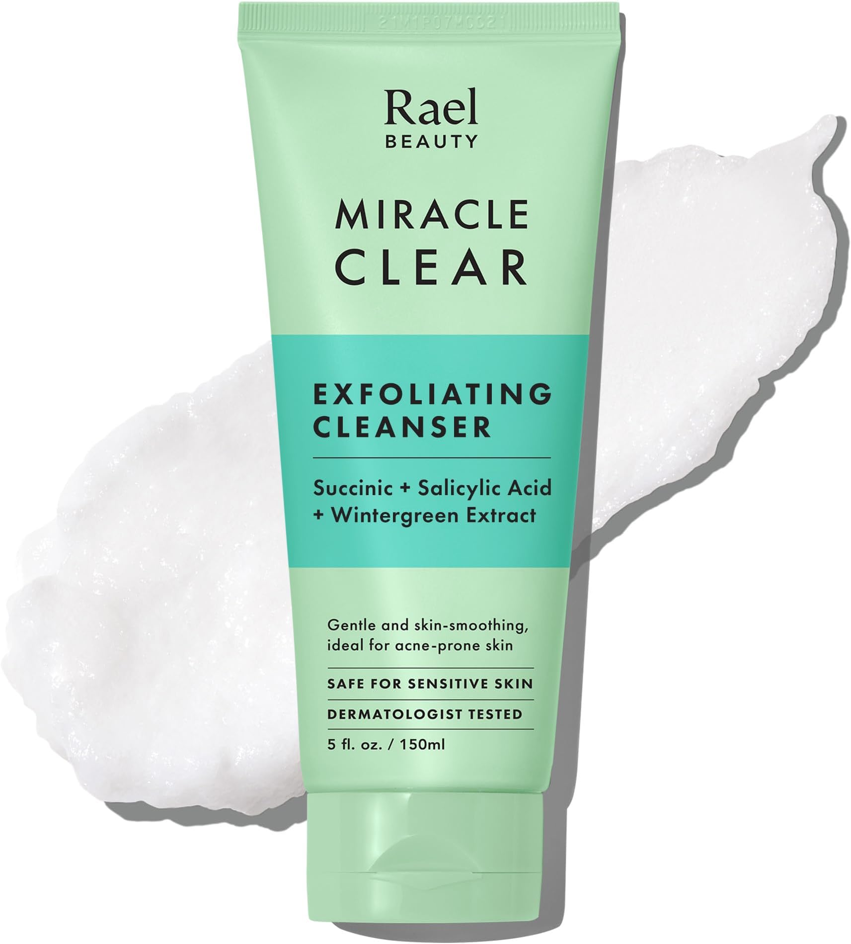 Rael Miracle Clear Facial Cleanser – Makeup Remover, Daily Face Wash, Gentle Deep Pore Cleansing Korean Skin Care for Oily & Combination Skin (Exfoliating Cleanser, 5.1 fl. oz)