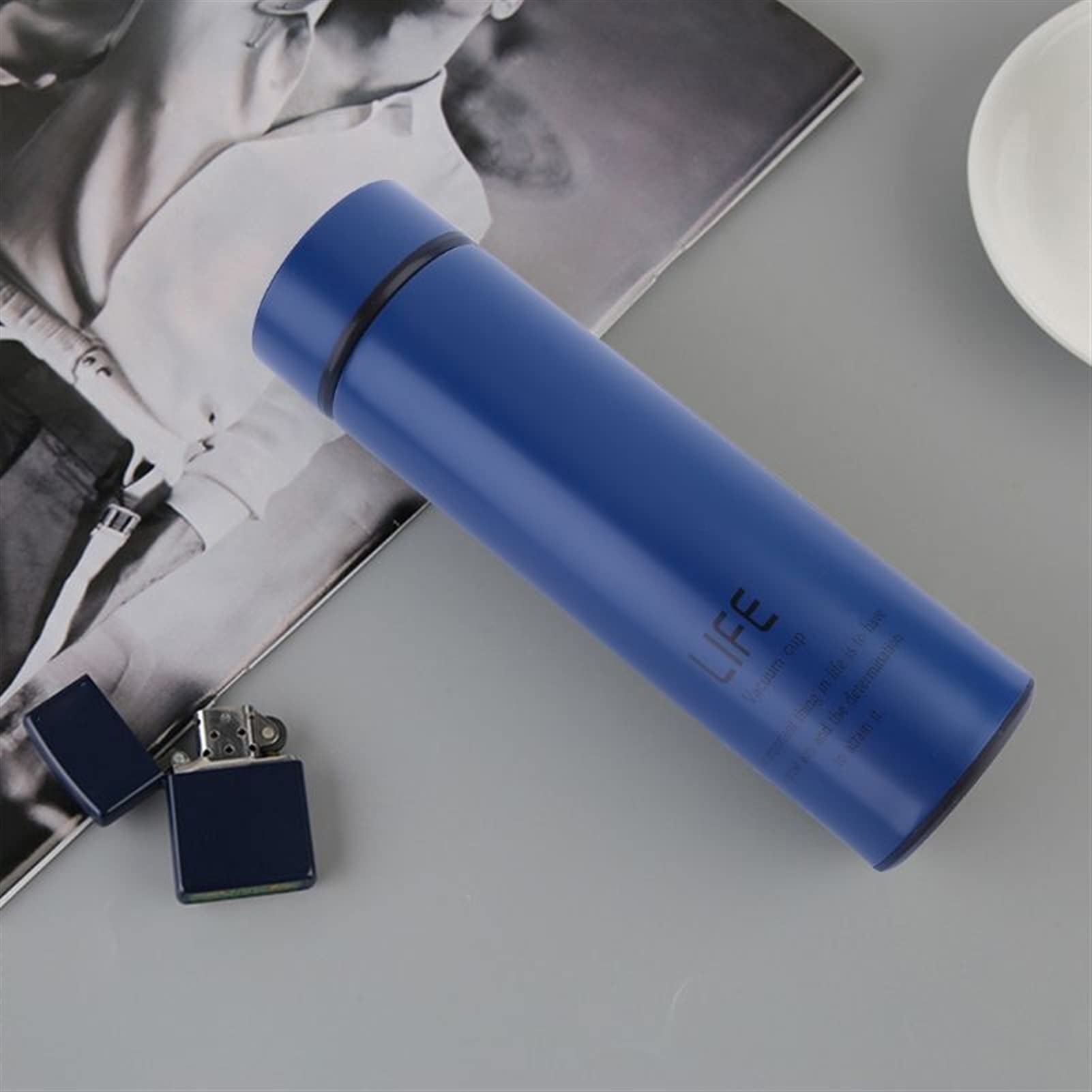 Termo Aislado Taza Termo de Viaje, Termo de té con Filtro Taza térmica de Acero Inoxidable Taza de café Botella de Agua Oficina Negocios Hogar Termo 500 ml (Negro)