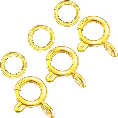 Miniatura 8 de OHINGLT Cierre de anillo de resorte de plata de ley 925 con anillos cerrados, cierre de langosta redondo para pulseras, collares, conectores,