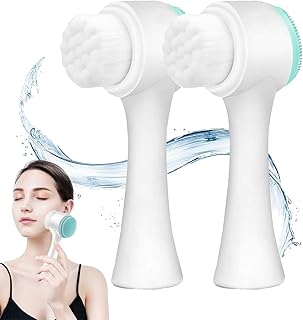 3 قطع من فرش الوجه، فرشاة تنظيف الوجه اليدوية وفرشاة تنظيف المسام اليدوية مزدوجة الوجه للبشرة الحساسة والجافة (3)