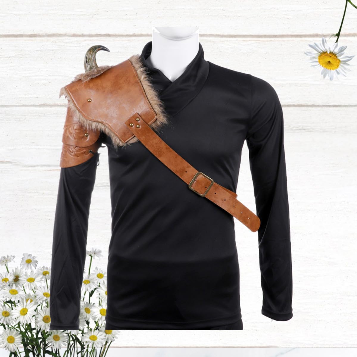 Hombreras de Cuero PU Medieval Vikingo Hombre Talla Única Ajustable