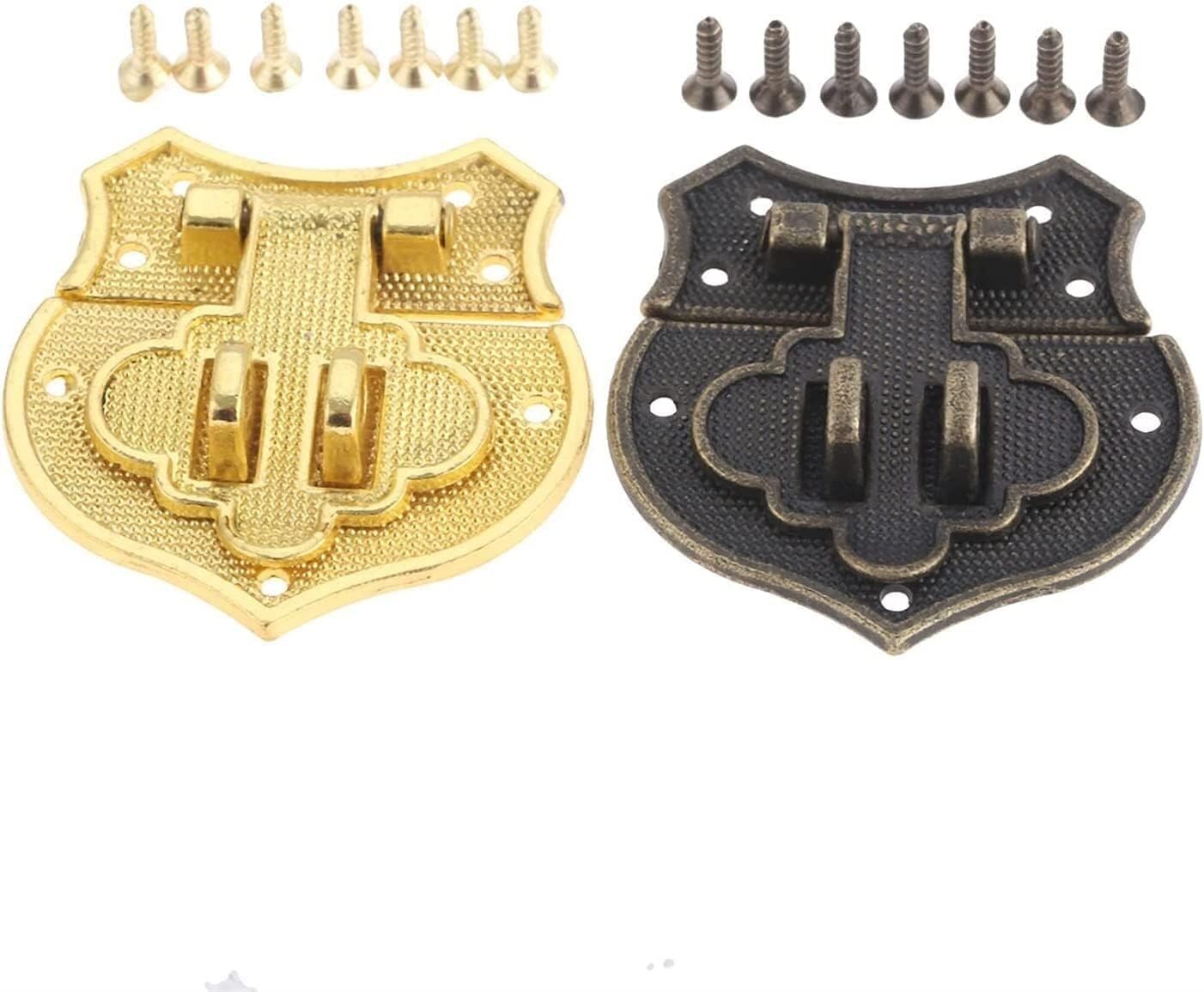 Hasp Clasp Lock,Antique Retro Hasp Lock Buckle Hook Eye Latch,Copper/Gold Box Jewelry Box Suitcase Buckle Buckle Padlock Furniture Hardware 38 * 38mm Latch 2pc (Color : B) ( Color : B ) ( Color : Onec