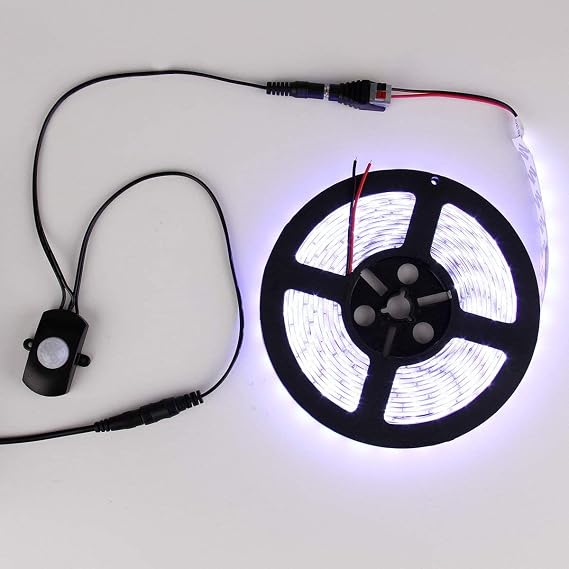 DC 5V-24V 5A PIR Motion Activated Sensor Switch with DC Coupler Cable for LED Strip Light
