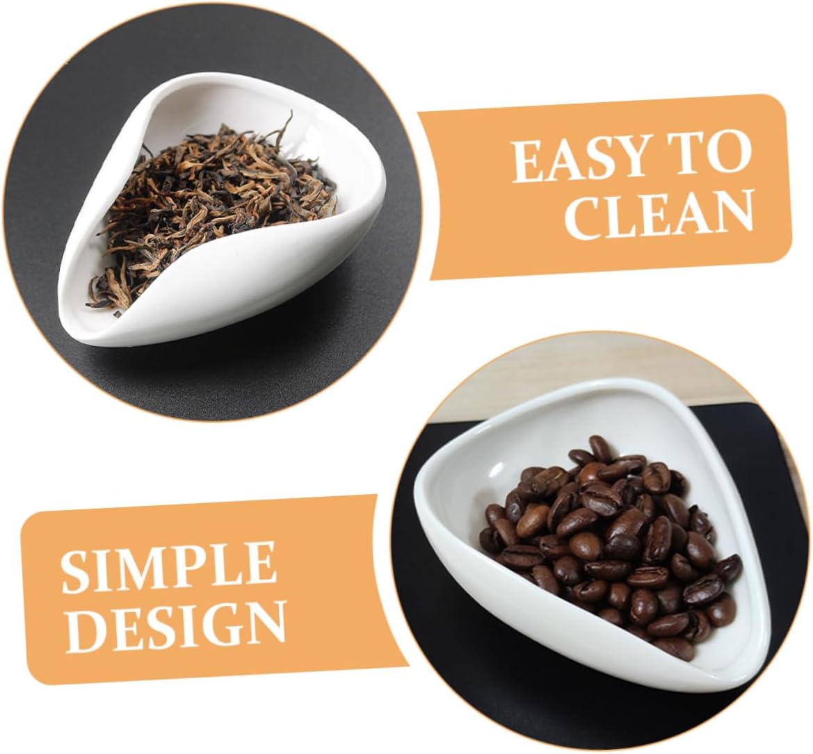 KICHOUSE Porcelain Tea Leaf Scoop Set Tea Strainer for Loose Leaves Separation Tray Holder Ceremony Supply
