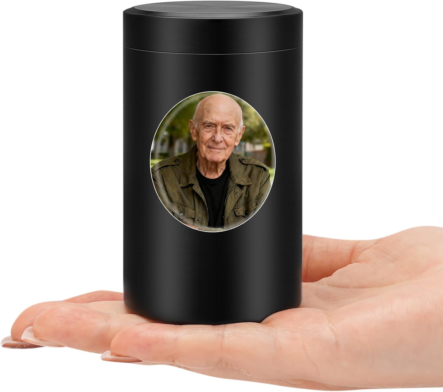 Customize Small Urn for Human Ashes Keepsake Mini Aluminium Cremation Urn for Human Ashes Memorial Keepsake-Black
