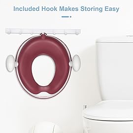 ANGELBLISS Baby Potty Training Toilet Seat with Soft Cushion Handles, Haute Collection, Double Anti-Slip Design and Splash Guard for Boys and Girls (Dark Pink)