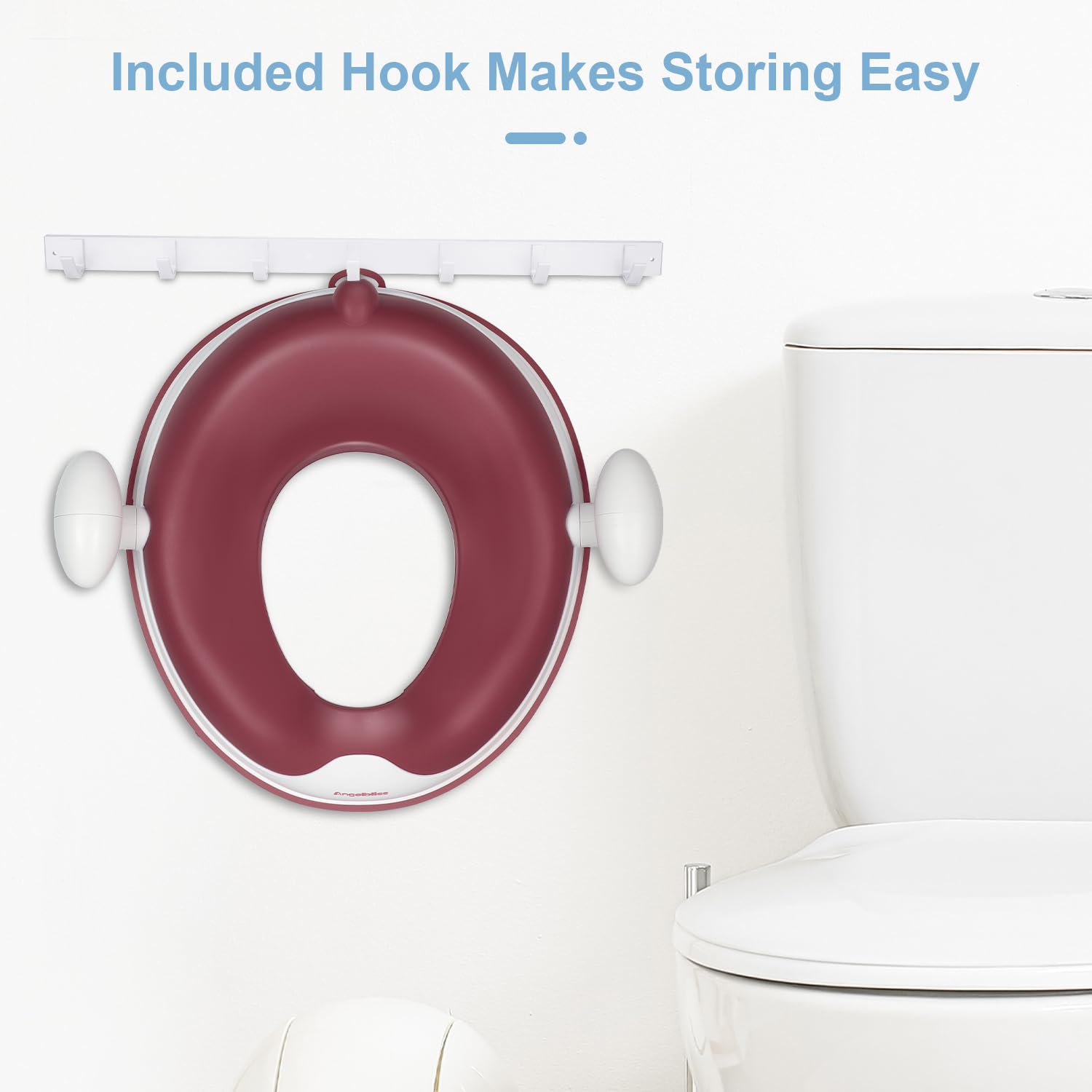 Angelbliss WC Sitz Kinder, Baby Potty Training Toilettentrainer, Kinder Toilettensitz für Jungen und Mädchen, Doppeltem Anti-Rutsch Polster Kloaufsatz, mit Griff und Spritzschutz (dunkelrosa)