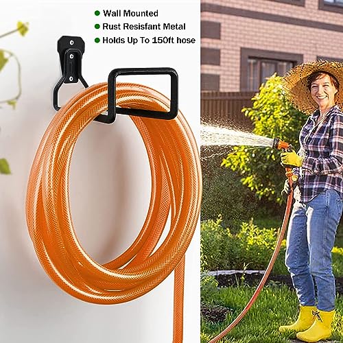 Image of TiKeTaoKe Garden Hose Holder, Heavy Duty Hose Hanger, Wall Mounted Water Hose Holder for Outdoor /Indoor Use in Yard, Metal Durable Hose Hooks, Ideal for Water Hose Storage