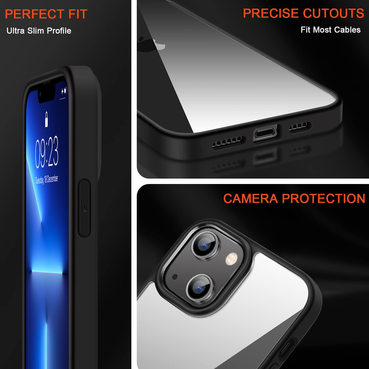 TENDLIN Cover Per IPhone 13 Mini – Custodia Ibrida Trasparente Con Paraurti In TPU Nero, Anti-ingiallimento, Ricarica Wireless, Sottile E Leggera - 2