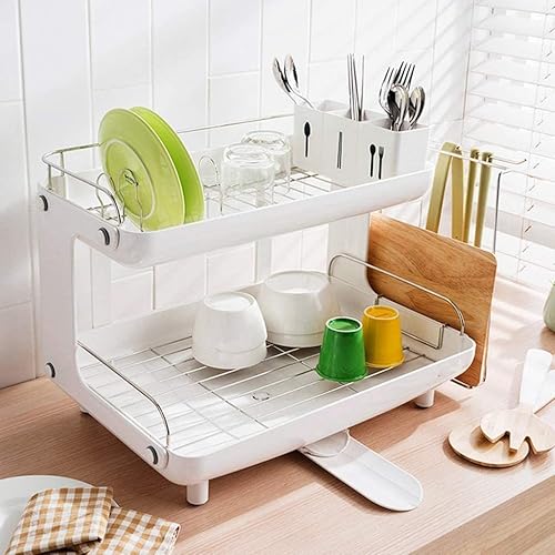 Miniatura 3 de NERDOH Escurridor de platos, estante de cocina, estante de cocina, estante de drenaje de platos, estante de doble capa, estante de almacenamiento de