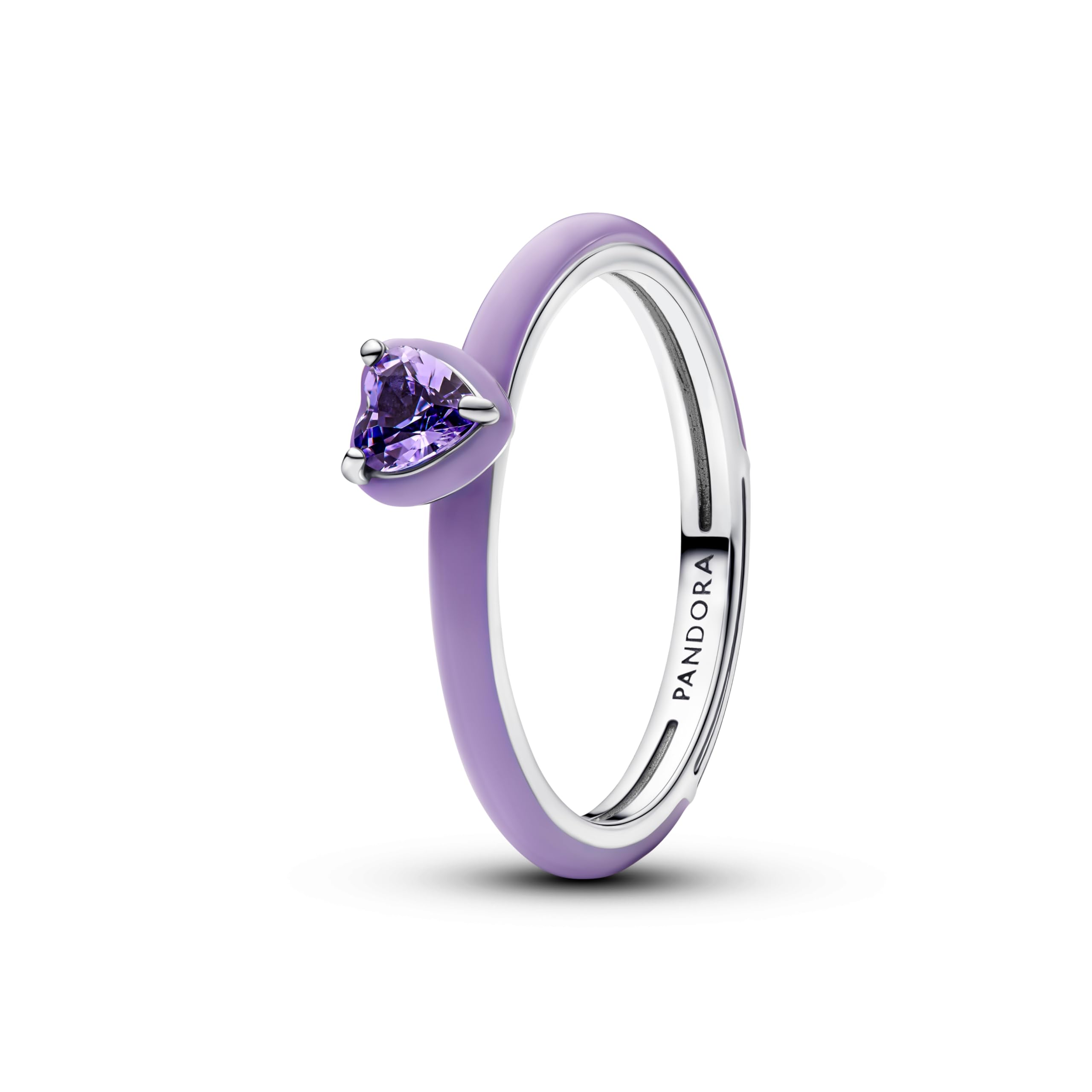 PANDORA Anillo de plata para mujer con forma de corazón chakra morado 193088C04