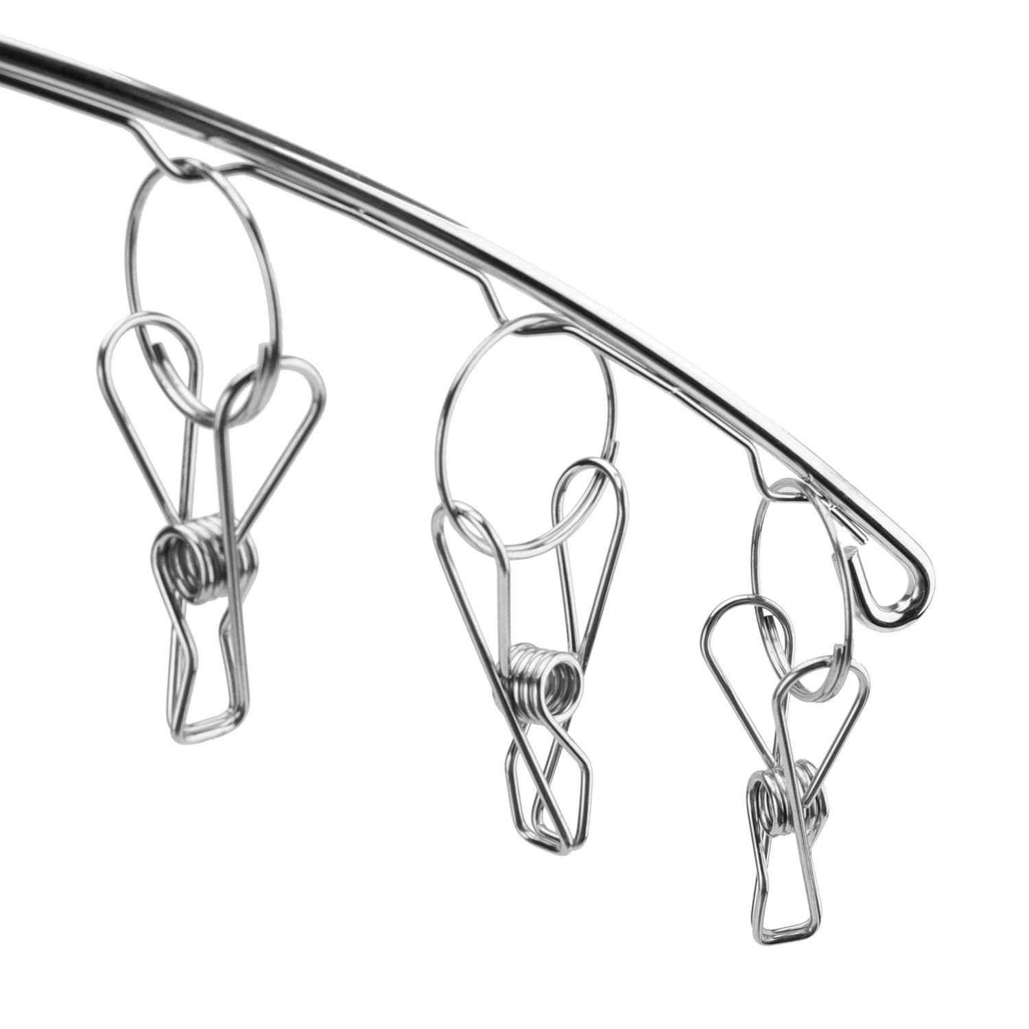 Paquete de 10 perchas de secado de ropa con 10 clips, colgadores de secado de ropa de acero inoxidable para calcetines, clip resistente al viento y colgador de goteo para secar calcetines, 3