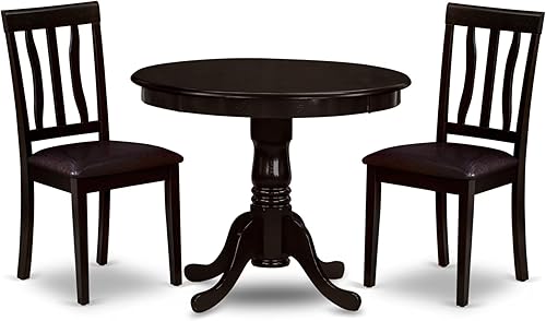 Miniatura 14 de East West Furniture ANTI5-CAP-LC - Juego de muebles de comedor de 5 piezas, incluye una mesa de cocina redonda con pedestal y 4 sillas de comedor
