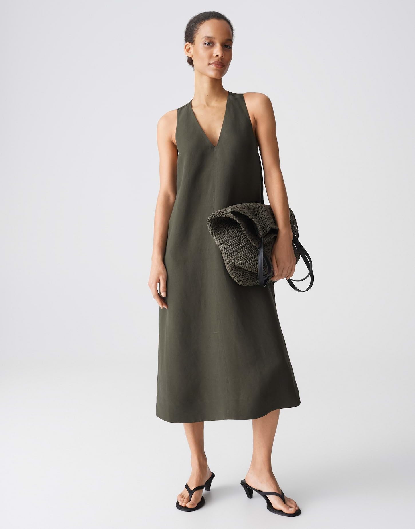 OPUS Damen Midikleid | Neckholderkleid aus nachhaltigem Viskose Leinen Mix