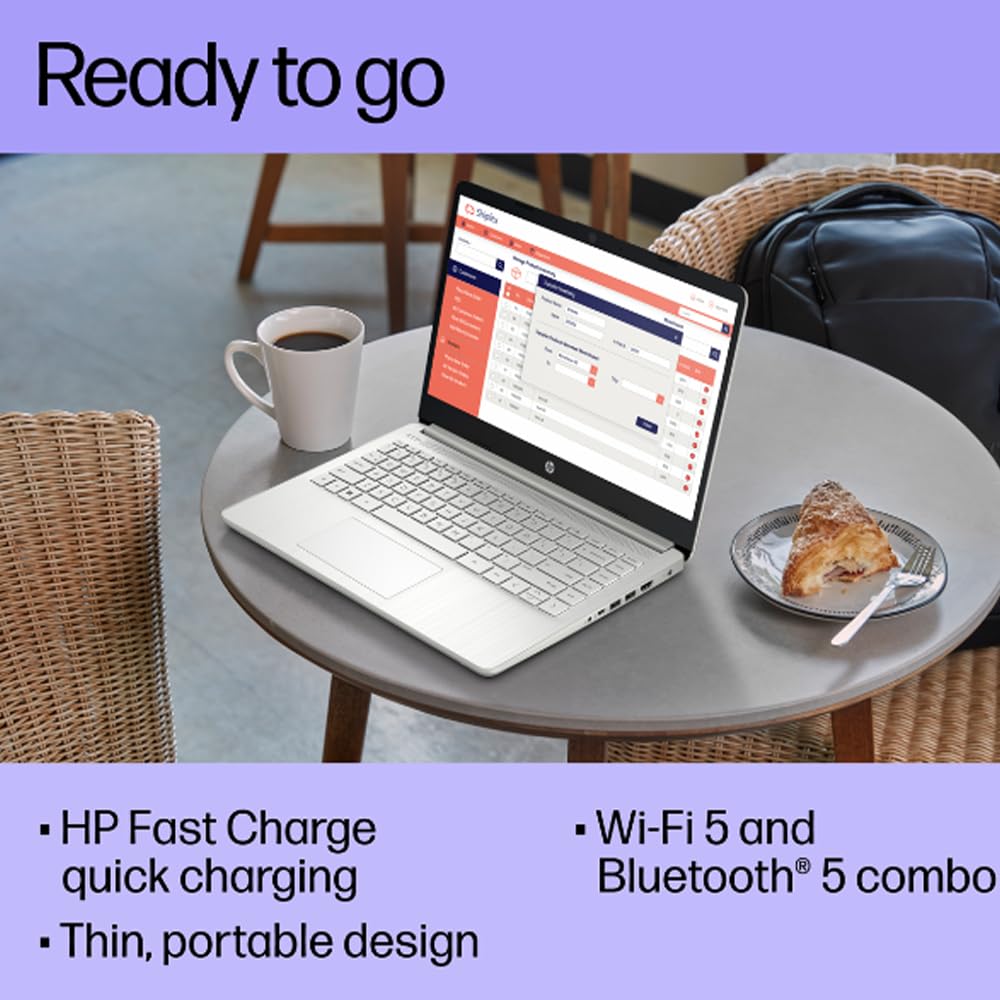 HP 14 laptop (14" HD, Intel Celeron N4120, 16 GB di RAM, 256 GB di memoria (128 GB eMMC + scheda SD IST da 128 GB)) Scuola e azienda, durata della batteria 11,5 ore, Office 365 1 anno, Win 11 Home