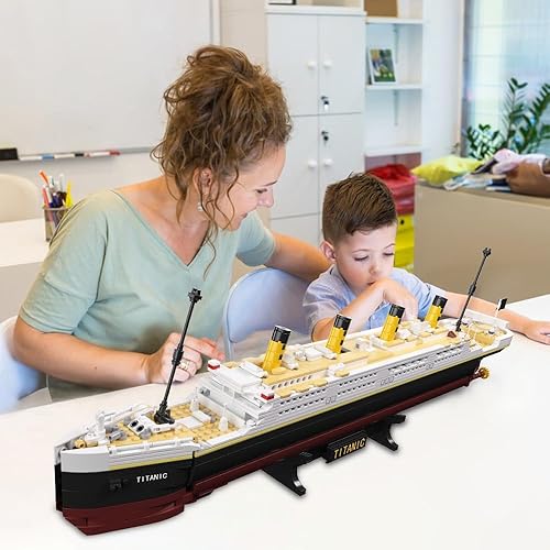 Miniatura 4 de Titanic Boat - Juego de bloques de construcción modelo de barco, 1465 piezas, modelo de crucero, juguetes educativos del Titanic para mayores de 8