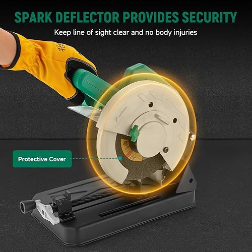Miniatura 5 de Hoteche Sierra de corte de metal de 7 pulgadas 1500 W Máquina de corte eléctrico resistente con hoja de sierra