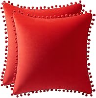 Vista 61 de 2 fundas para cojín decorativo de terciopelo con pompones