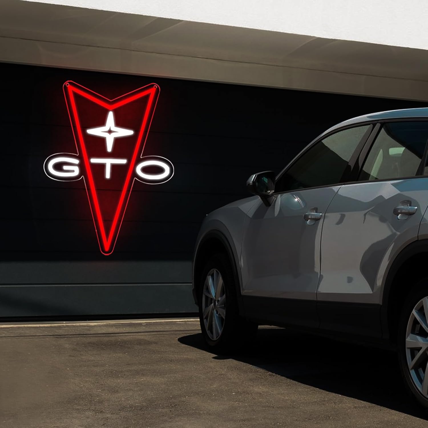 AHlove GTO Neon Car Signs for Store Wall Decor， Led Business Sign Suitable for Man Cave、Bedroom、Garage、Party, Birthday、Christmas Gifts for Boys 5V Power Adapter 16 * 12Inch(white+red)