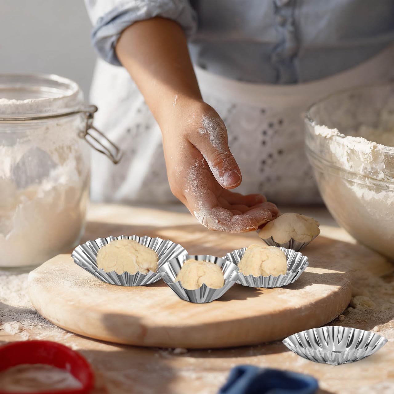 Cabilock Stainless Steel Mini Tart Molds for Egg Tarts, Pies and Baking