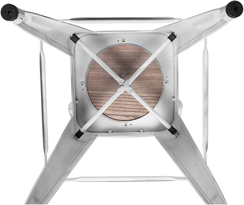 Miniatura 4 de Aklaus Taburetes de bar de 26 pulgadas con respaldo bajo, juego de 4 taburetes de bar de metal industrial con asiento de madera, taburetes de altura