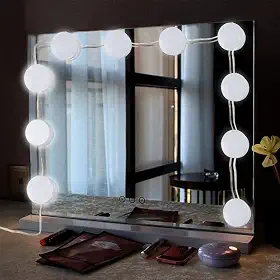 Luzes LED para Espelho Penteadeira Hollywood – 10 Lâmpadas Reguláveis com USB, 10 Níveis de Brilho, de 3000K a 6500K – Ideal para Maquiagem Profissional e Vestiário
