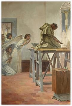 KERAXL Fra Angelico Visited by Angels Poster Paul-Hippolyte Flandrin Catholic Art Print Archival Quality Unframe-style12x18inch30x45cm