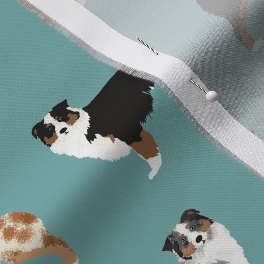 Spoonflower Fabric - Australian Shepherds, Blue, Merle, Red, Aussie, Shepherd, Dog, Breed, Printed on Organic Cotton Sateen Fabric by The Yard - Sewing Quilting Apparel Home Decor