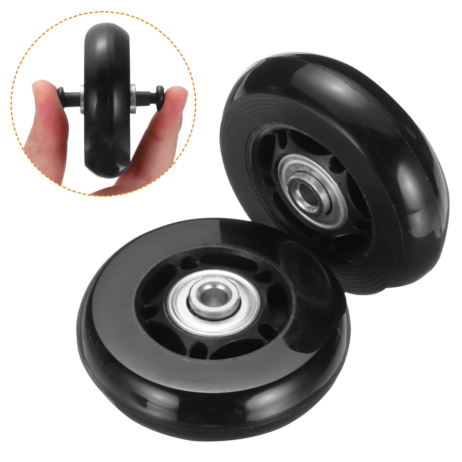 Zestaw 1 Bagaż Koła Zamienny 64 x 18 mm/2.5" x 0.7" Guma Skrętny Kółko jezdne Łożysko Koła Naprawa Ekwipunek do Walizka Inline Zewnętrzny Skate,Czarny