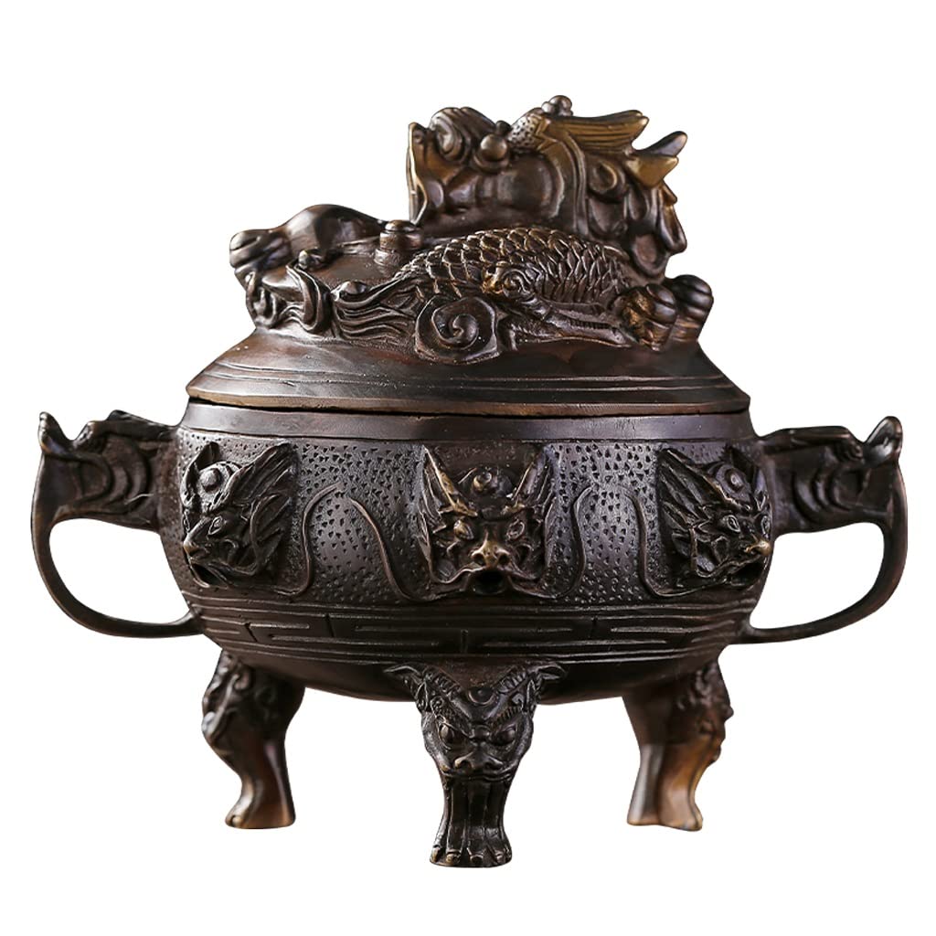 Incense Holder Base Aromatherapy Furnace Sandalwood Pure Copper Kowloon Incense Ceremony Tea Zen Antique Decoration