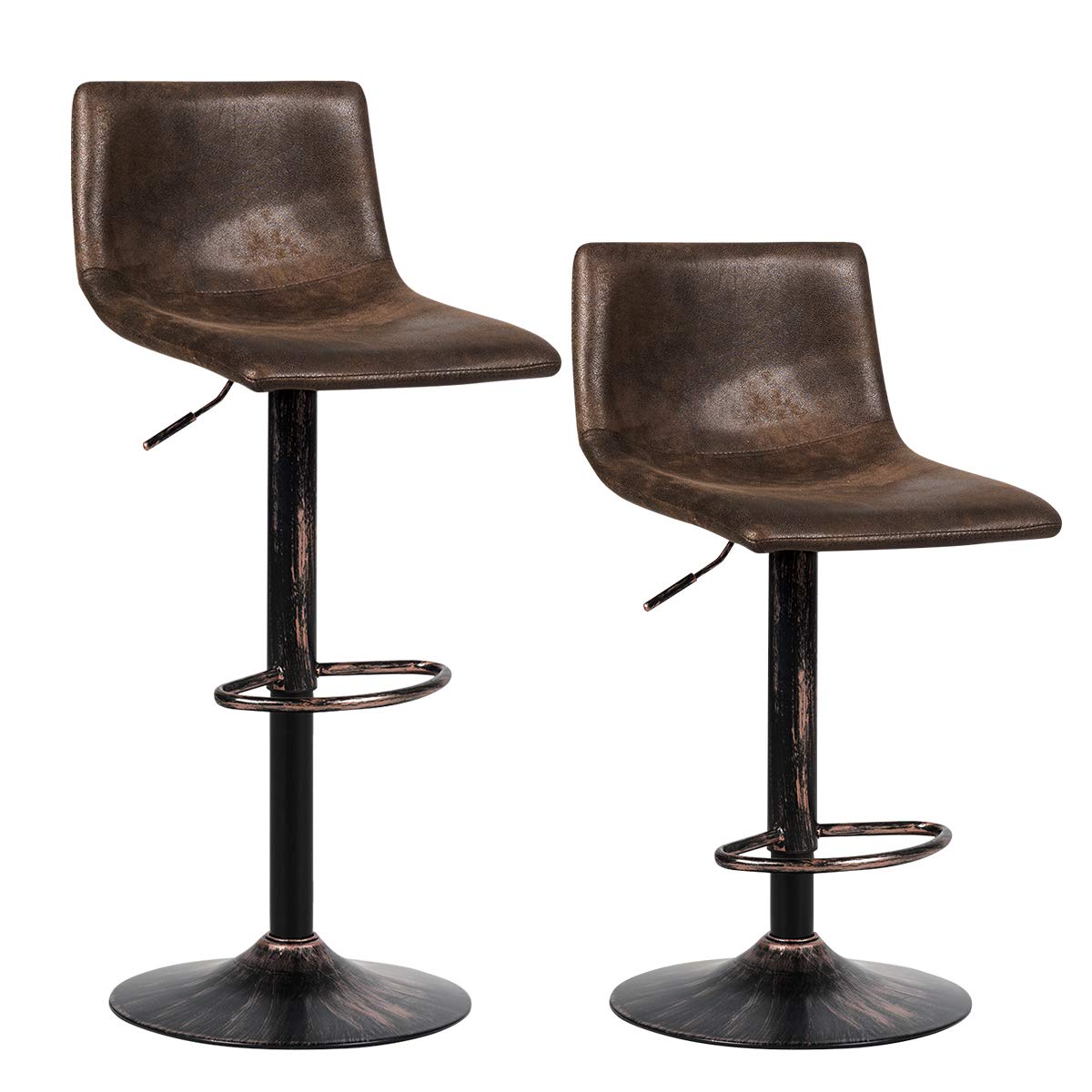 Buy COSTWAY Vintage Barstools, Set of 2 Adjustable Swivel Bar Stools