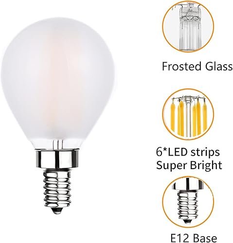 Miniatura 4 de Bombillas de globo LED Sunaiony, 60 W equivalentes, 6 W, esmeriladas, blanco suave, 3000 K, base E12 de candelabro, regulables, acabado de vidrio