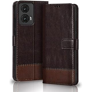 TheGiftKart Moto G85 5G Leather Wallet Case - Coffee Brown