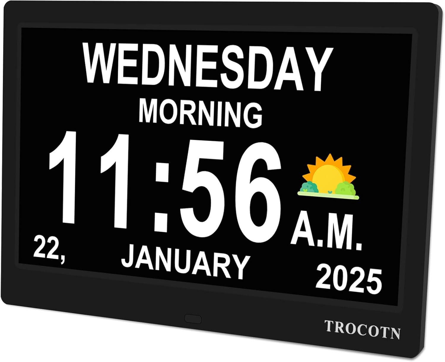TROCOTN Dementia Clocks, Digital Clock with Date and Day for Elderly, Alzheimers Day Clock Large Display Calendar Clocks 10 Inches Black