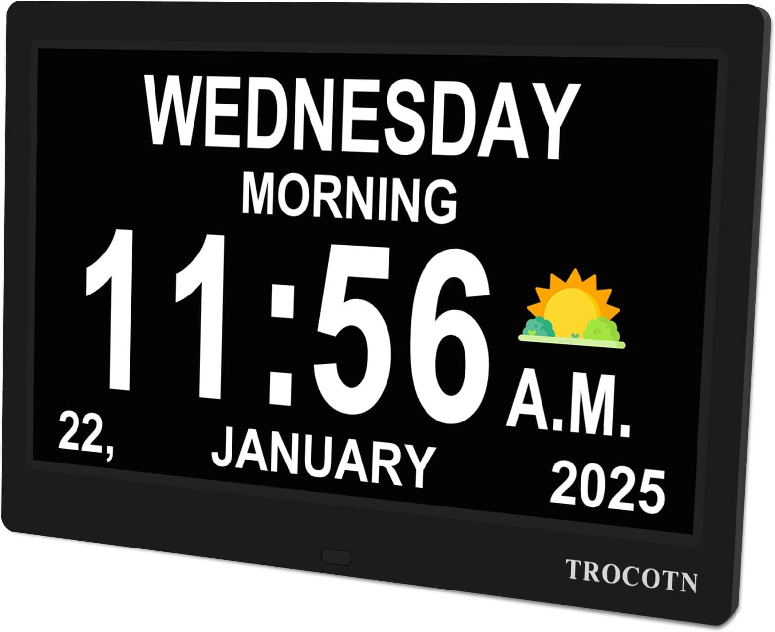 TROCOTN Dementia Clocks, Digital Clock with Date and Day for Elderly, Alzheimers Day Clock Large Display Calendar Clocks (10 Inches Black)