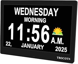 TROCOTN Dementia Clocks, Digital Clock with Date and Day for Elderly, Alzheimers Day Clock Large Display Calendar Clocks (10 Inches Black)