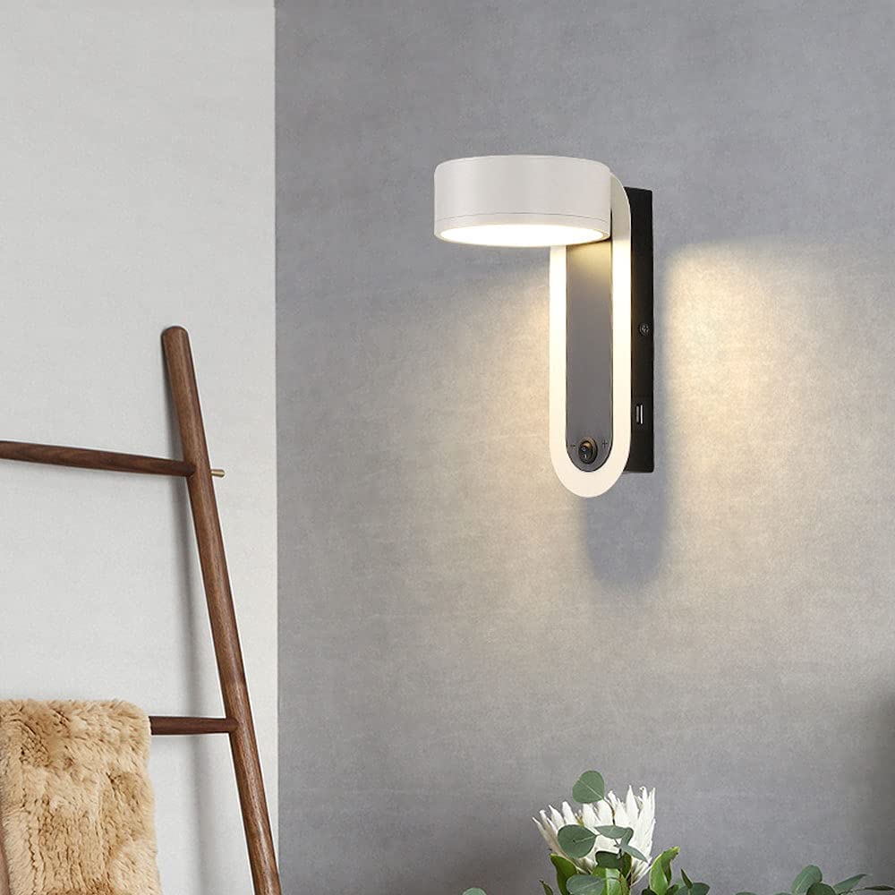 Wandleuchte, Led Schwarze Wandleuchte Verstellbare Nachts Leselampe, Modern Indoor Hootwired Wahn Schneller Beleuchtungt Schalter, Usb-Ladeöffnung, Kopfteillampen Für Schlafzimmer/3 Color Mode