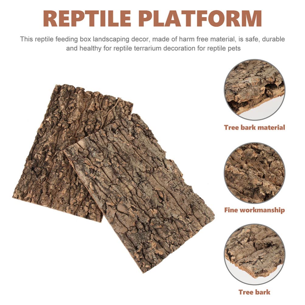 Totority Plantes décoratives en liège pour terrarium, 3 pièces de fond en liège décoratif en écorce d'arbre pour reptiles grimpants pour gecko, lézard, tortue, grenouille, dragon barbu